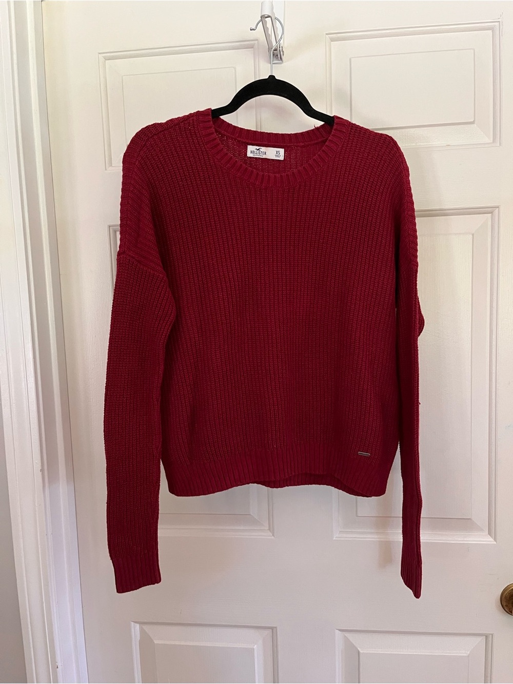 Hollister Burgundy Knit Crew Neck Pullover Sweater Long Sleeve Women’s XS